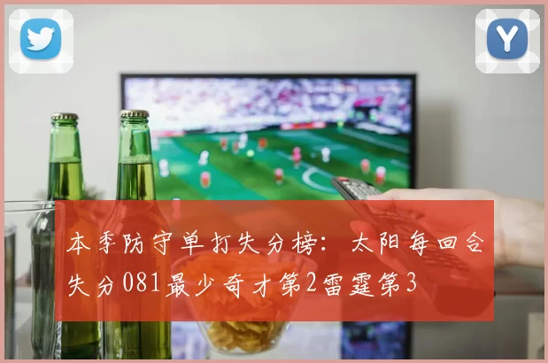 本季防守单打失分榜：太阳每回合失分081最少奇才第2雷霆第3
